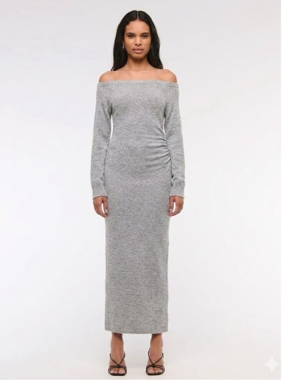 NEW Abercrombie Off-The-Shoulder Maxi Sweater Dress - Size Small | Color: Grey